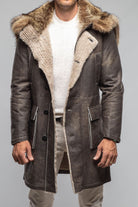 Rustic Mid length Shearling In Natural Rock - AXEL'S