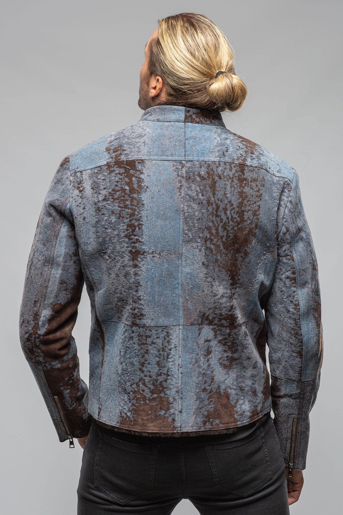 Jean Shearling Moto In Distressed Brown - AXEL'S