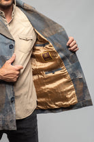 Red Stone Collection Sindri Suede Denim Coat In Cognac Blue Mens - Outerwear - Leather