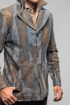 Red Stone Collection Sindri Suede Denim Coat In Cognac Blue Mens - Outerwear - Leather