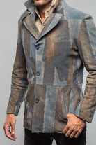 Red Stone Collection Sindri Suede Denim Coat In Cognac Blue Mens - Outerwear - Leather