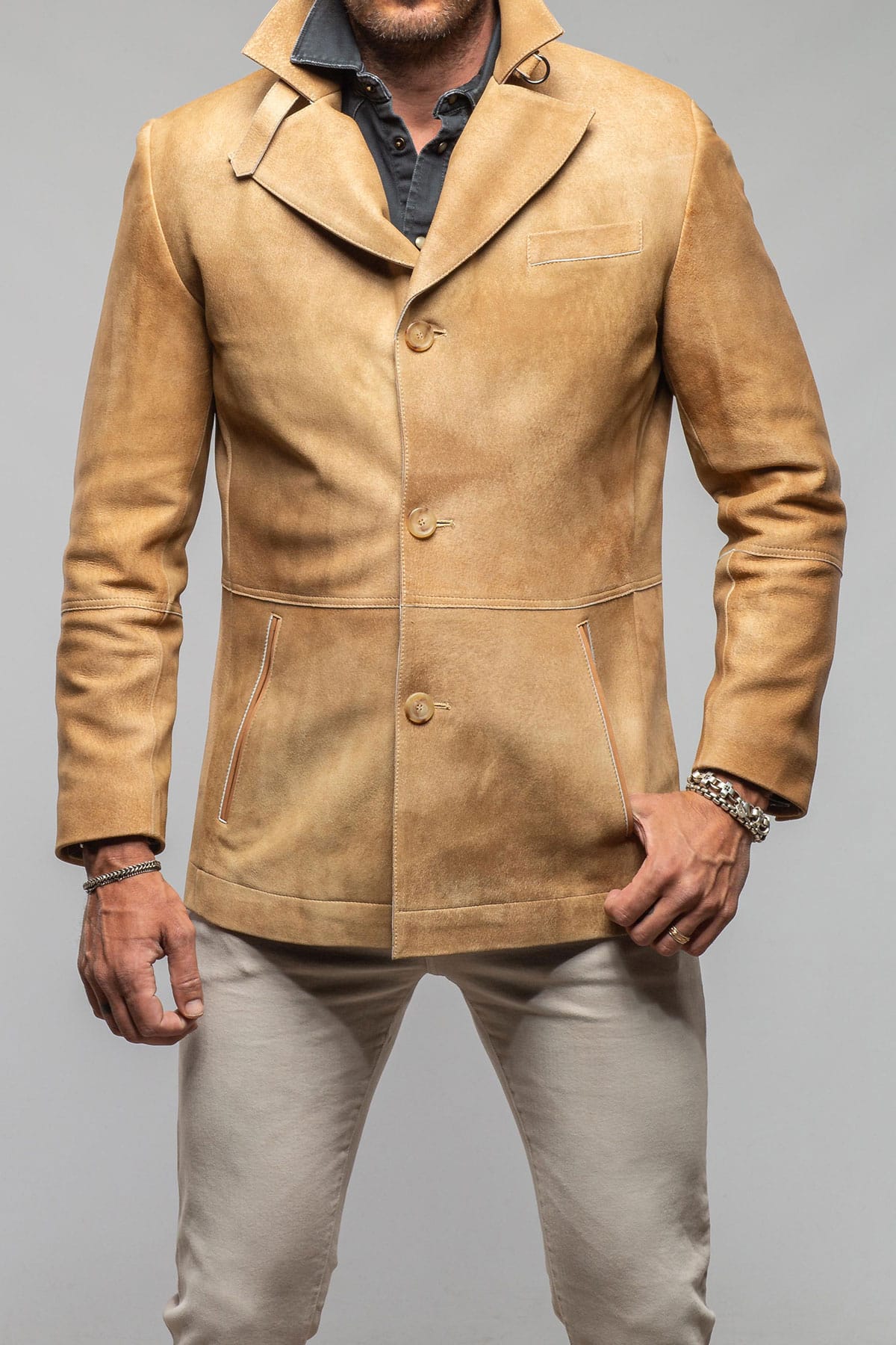 Red Stone Collection Tracker Jacket In Palomino Mens - Outerwear - Leather