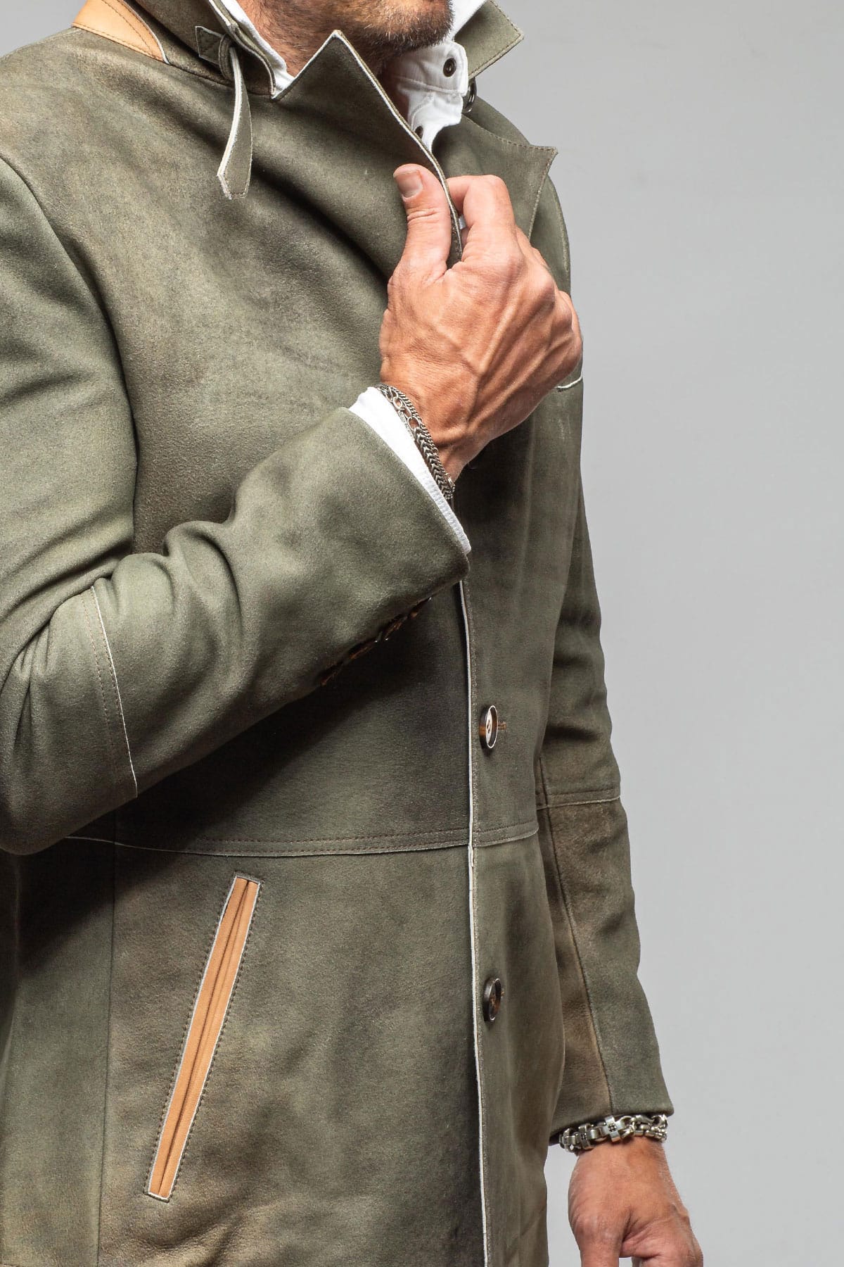 Red Stone Collection Tracker Jacket In Verde Mens - Outerwear - Leather