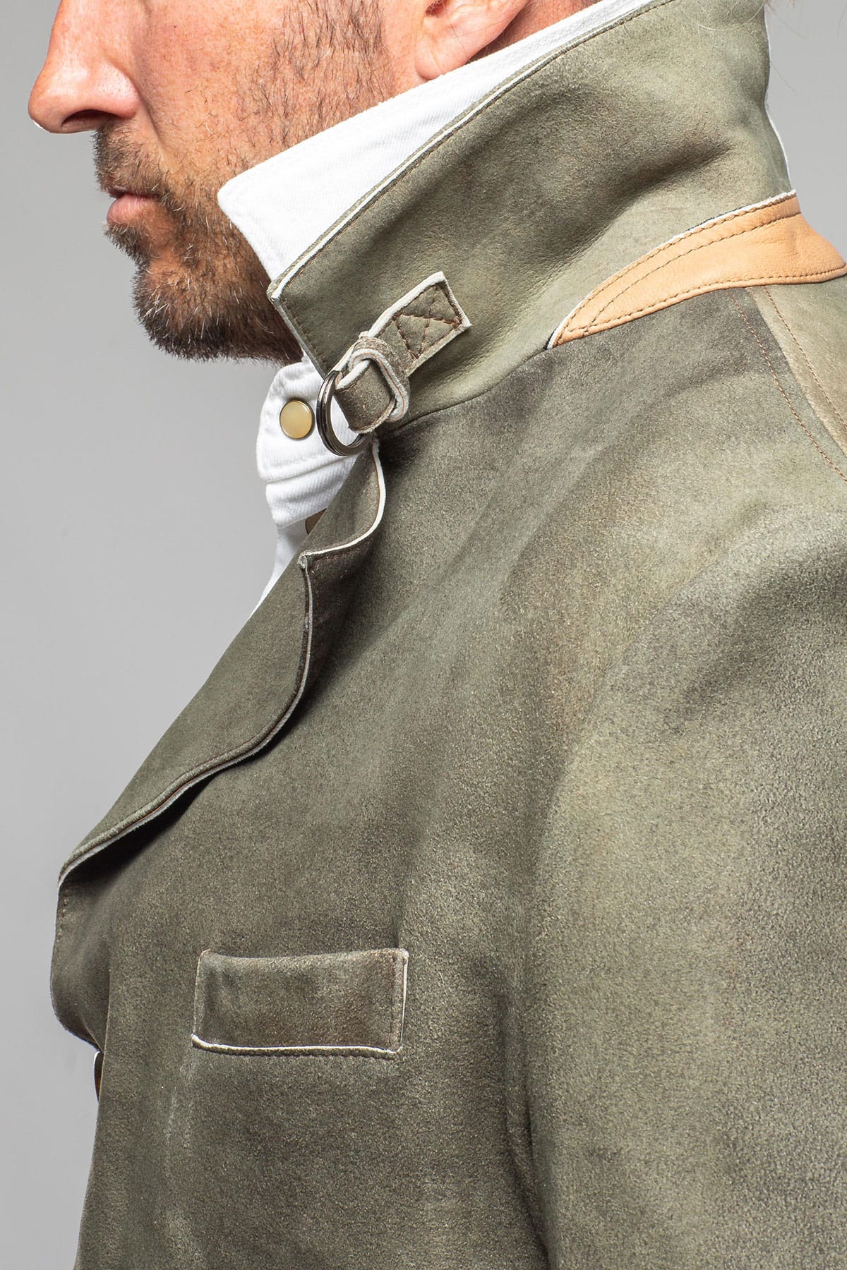 Red Stone Collection Tracker Jacket In Verde Mens - Outerwear - Leather