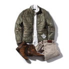 Red Stone Collection Vintage Leather Quilted Jacket In Military Mens - Outerwear - Leather