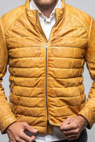 Vintage Leather Quilted Jacket In Honey - AXEL'S