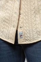 Richard Grand Annabel Cable Cashmere Western Shirt In Creamy Beige Ladies - Tops