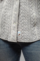 Richard Grand Annabel Cable Cashmere Western Shirt In Light Grey Pearl Ladies - Tops