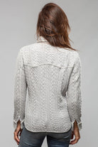 Richard Grand Annabel Cable Cashmere Western Shirt In Light Grey Pearl Ladies - Tops