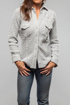 Richard Grand Annabel Cable Cashmere Western Shirt In Light Grey Pearl Ladies - Tops