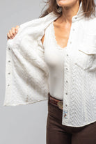 Annabel Cable Cashmere Western Shirt In White - AXEL'S