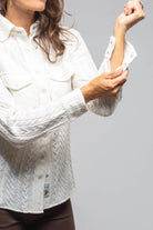 Annabel Cable Cashmere Western Shirt In White - AXEL'S