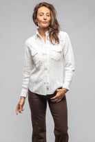Annabel Cable Cashmere Western Shirt In White - AXEL'S