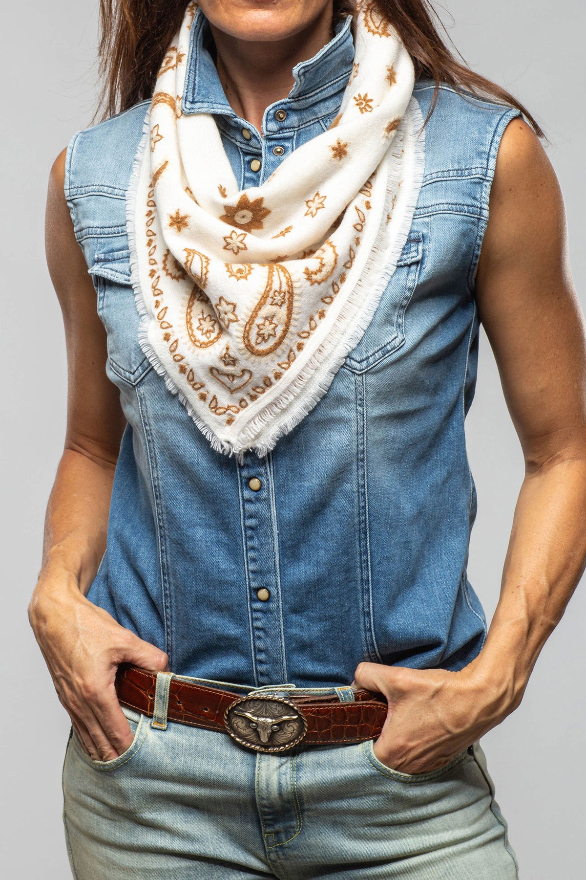 Richard Grand Bandana Embroidered Neckerchief Ladies - Accessories - Scarves