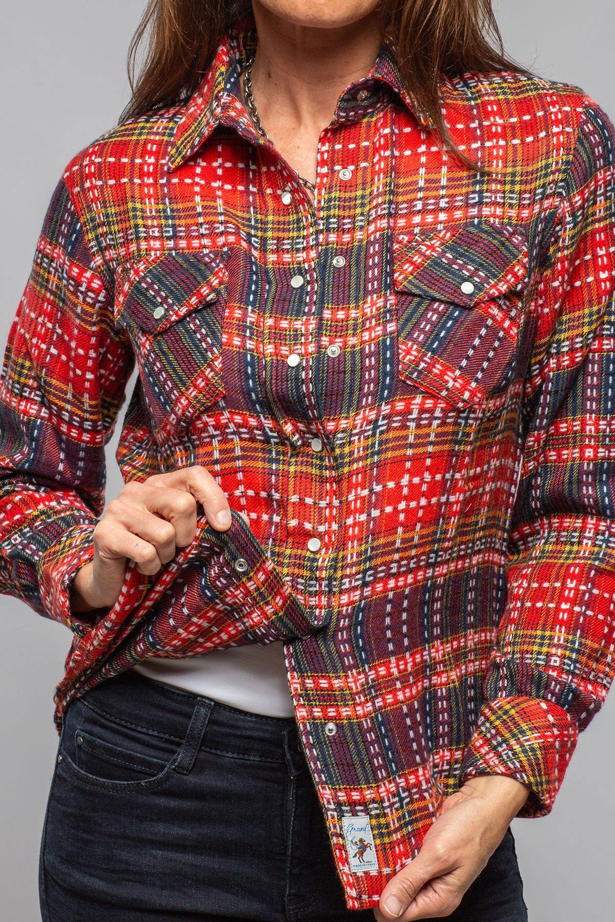 Richard Grand Daria Basket Weave Cashmere Shirt In Persimmons Ladies - Tops