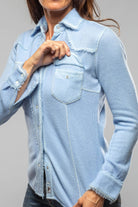 Richard Grand Dotty Pic Stitch Fringe Shirt In Denim Melange Ladies - Tops