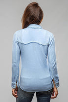 Richard Grand Dotty Pic Stitch Fringe Shirt In Denim Melange Ladies - Tops