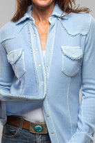 Richard Grand Dotty Pic Stitch Fringe Shirt In Denim Melange Ladies - Tops