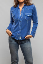 Richard Grand Dotty Pic Stitch Fringe Shirt In Lapiz Lazuli Blue Ladies - Tops