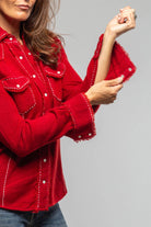 Richard Grand Dotty Pic Stitch Fringe Shirt In Ruby Ladies - Tops