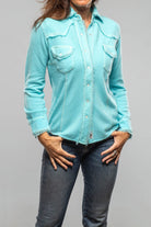 Richard Grand Dotty Pic Stitch Fringe Shirt In Turquoise Ladies - Tops