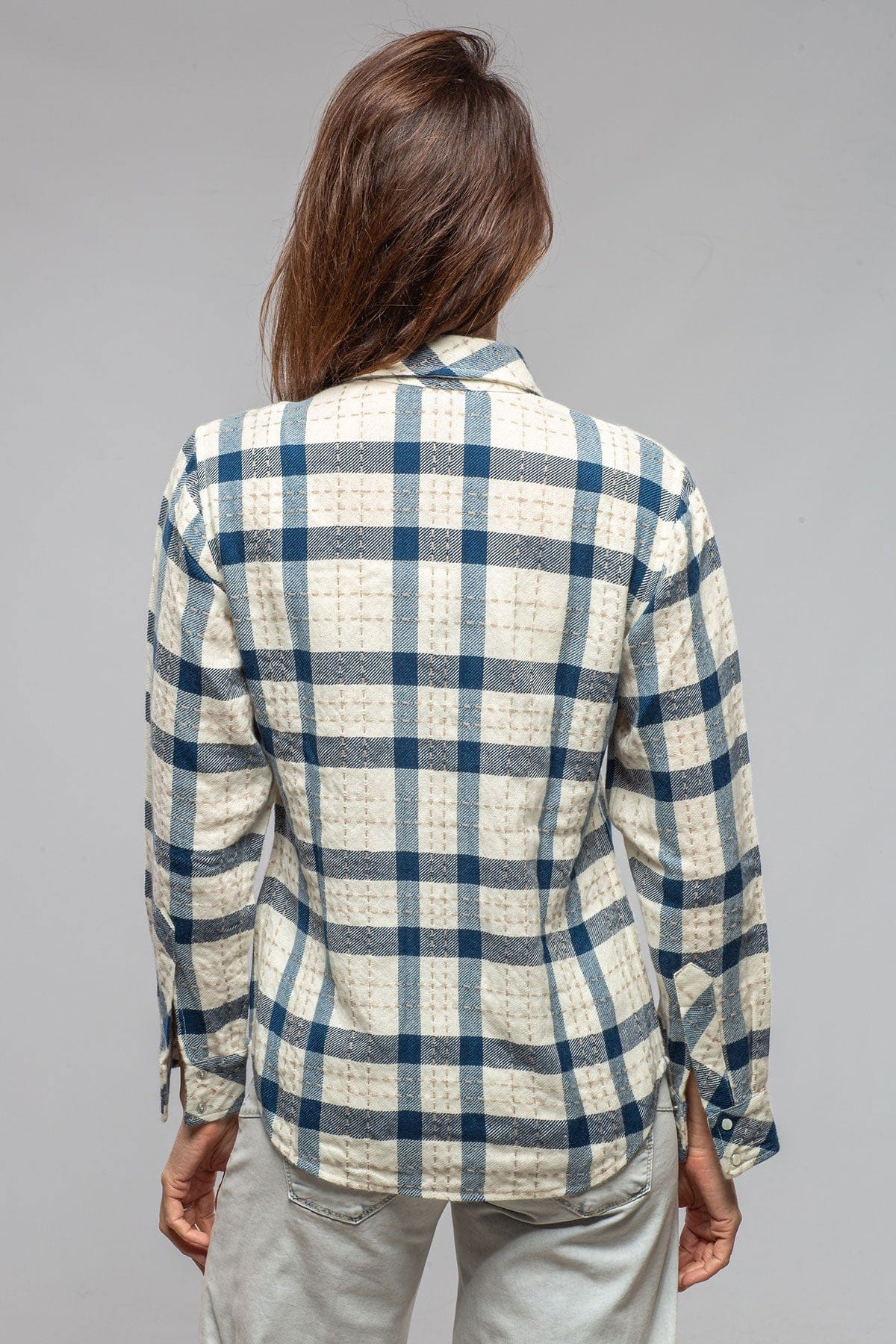 Richard Grand Emilia Plaid Cashmere Shirt In Blue Ladies - Tops