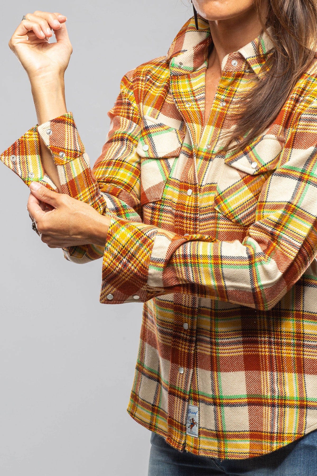 Richard Grand Fireside Cashmere Flannel Snap Shirt In Cinnamon