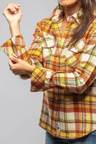 Firepit Plaid Cashmere Western Shirt In Cinnamon - AXEL'S