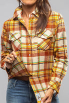 Firepit Plaid Cashmere Western Shirt In Cinnamon - AXEL'S