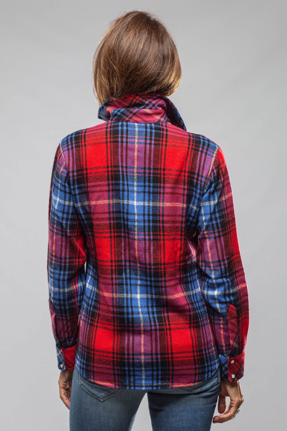 Richard Grand | Fireside Cashmere Flannel Snap Shirt In Red Cobalt