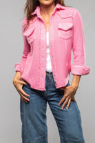 Richard Grand Gaby Raw Edge Overdye Cashmere Shirt In Bubblegum Ladies - Tops