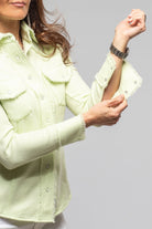 Gaby Raw Edge Overdye Cashmere Shirt In Lemon - AXEL'S