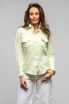 Gaby Raw Edge Overdye Cashmere Shirt In Lemon - AXEL'S