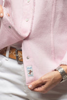 Gaby Raw Edge Overdye Cashmere Shirt In Pink - AXEL'S