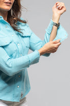 Gaby Raw Edge Overdye Cashmere Shirt In Turquoise - AXEL'S