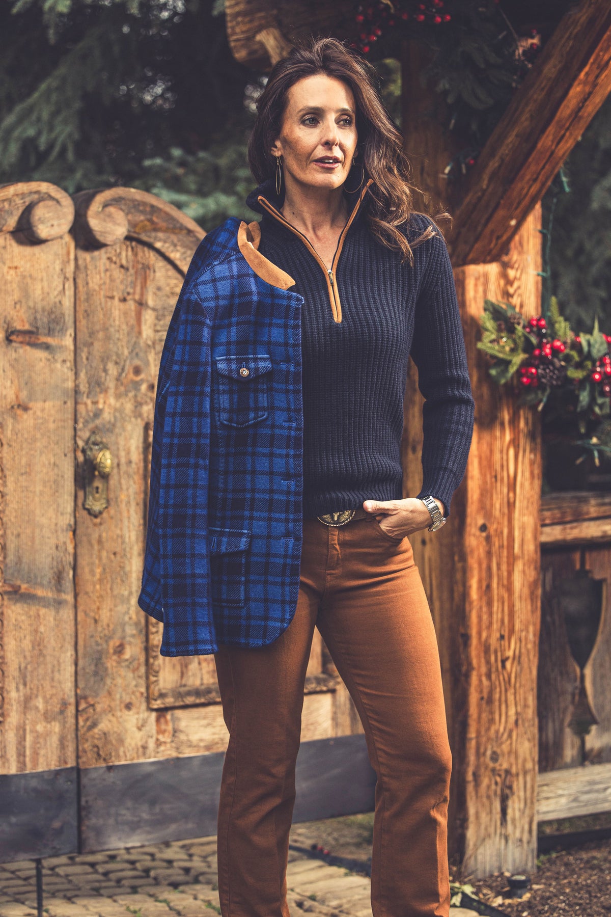 Ivy 1/4 Zip Cashmere Sweater In Midnight - AXEL'S
