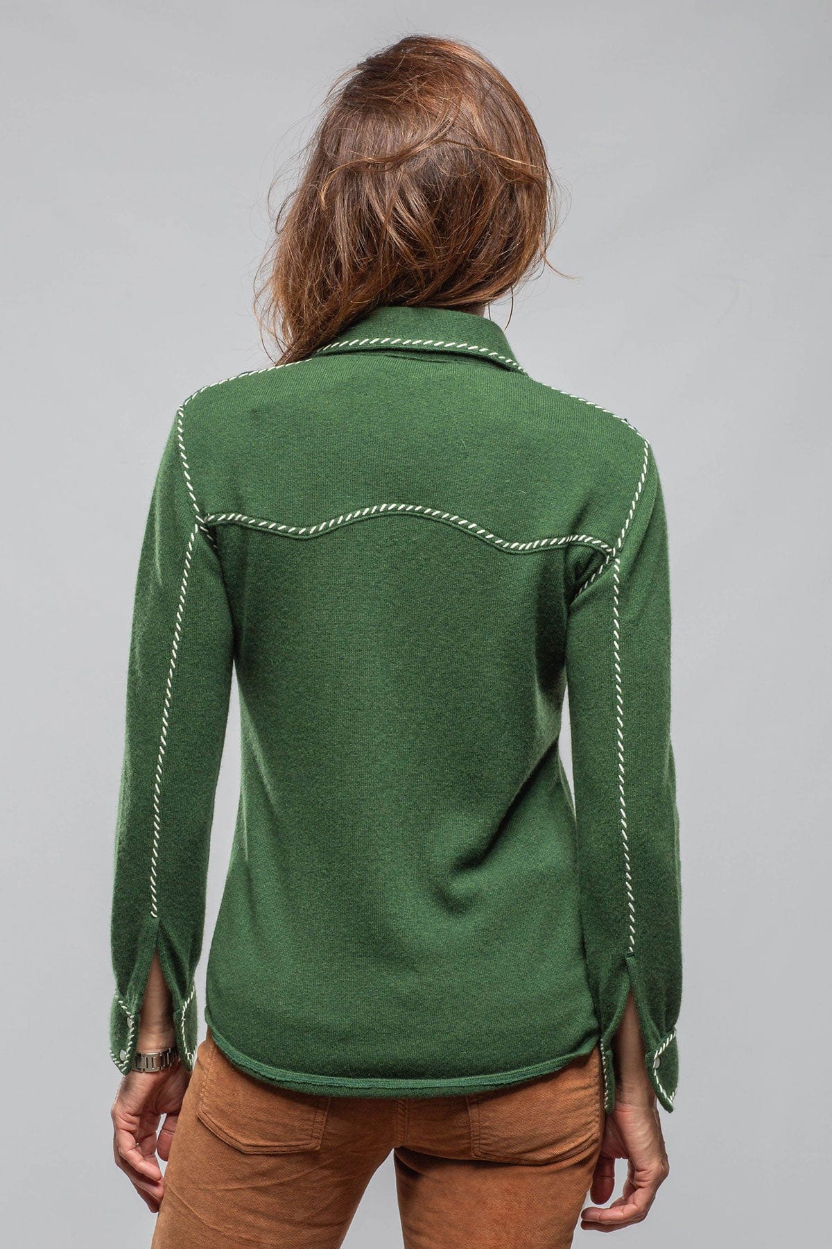 Richard Grand Juliette Embroidered Cashmere Western Shirt In Forest Ladies - Tops