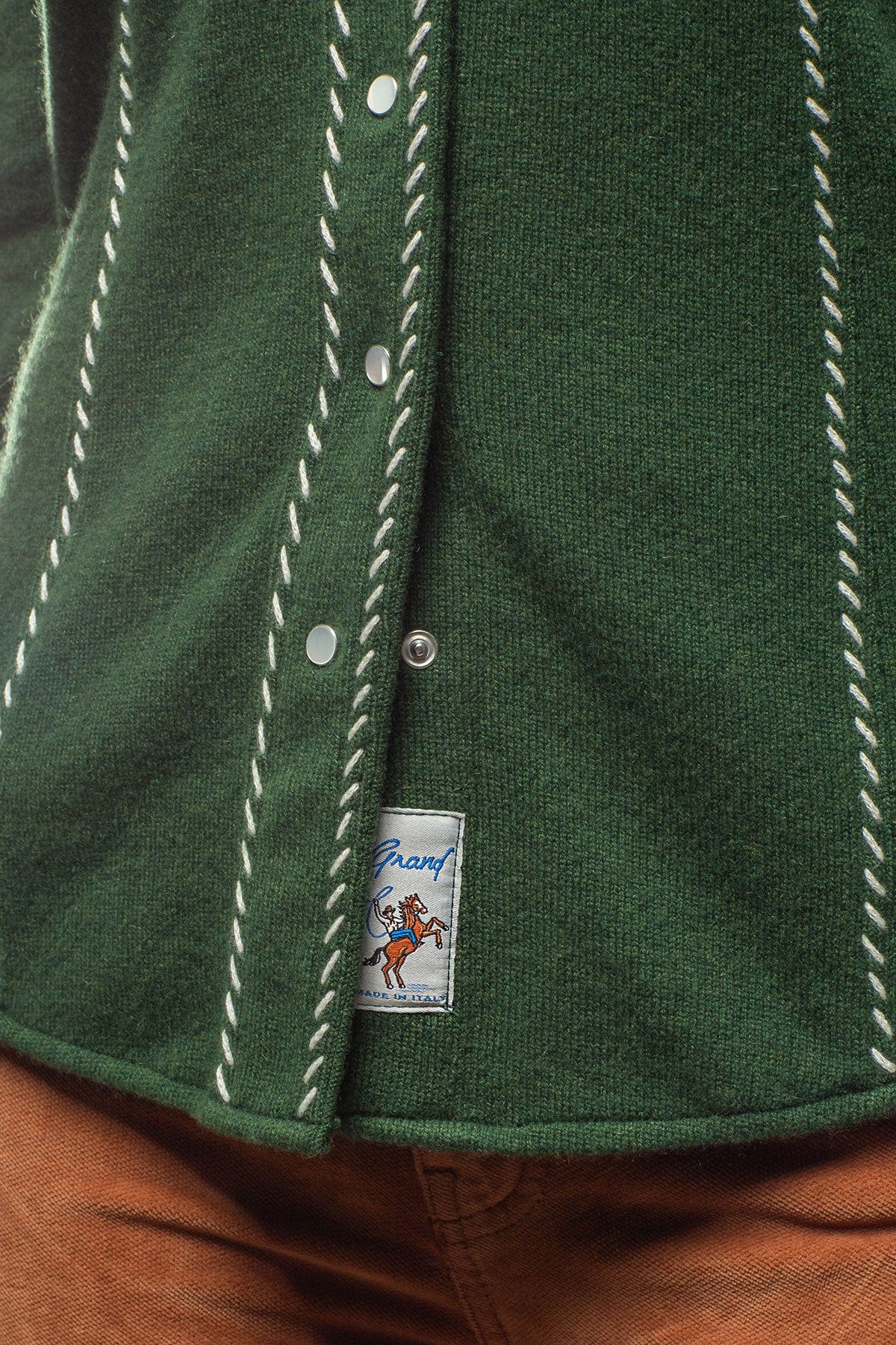 Richard Grand Juliette Embroidered Cashmere Western Shirt In Forest Ladies - Tops