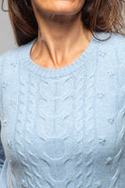 Layla Embroidered Cable Cashmere Sweater In Denim - AXEL'S