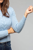 Layla Embroidered Cable Cashmere Sweater In Denim - AXEL'S