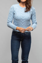 Layla Embroidered Cable Cashmere Sweater In Denim - AXEL'S
