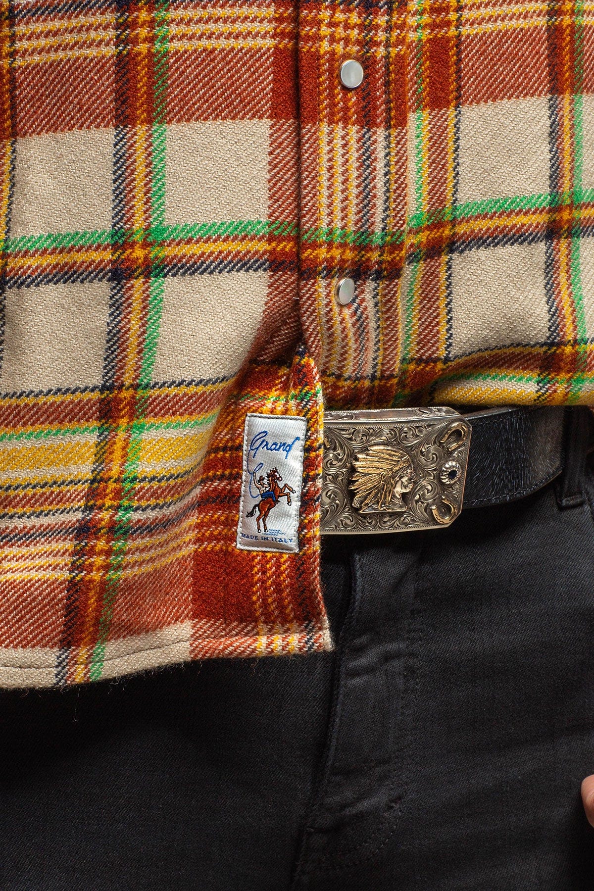 Richard Grand Cashmere Flannel Snap Shirt In Brick Yellow | Axel's