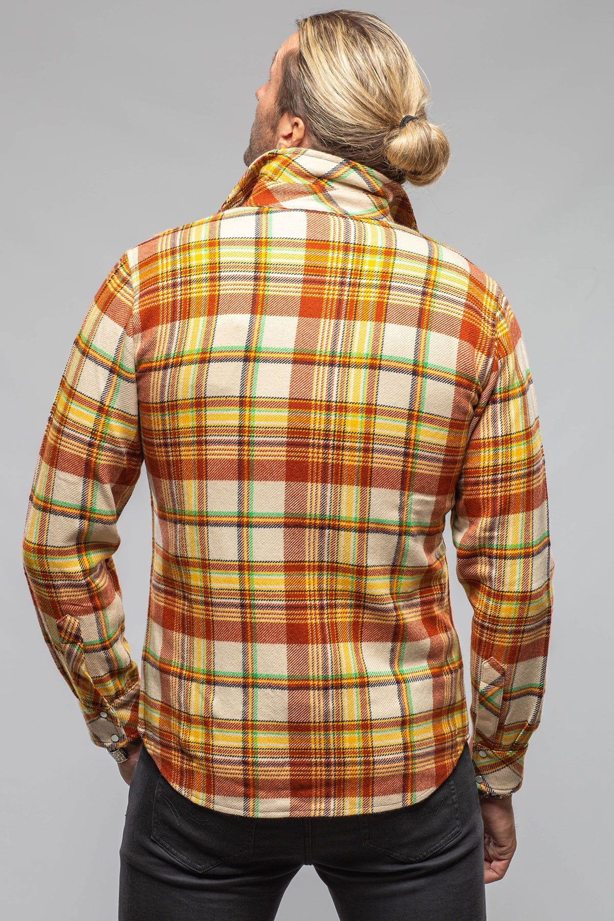 Multi Cash Snap Shirt Sweater In Brick Yellow - AXEL'S