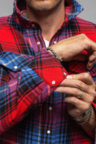 Multi Cash Snap Shirt Sweater In Red Cobalt - AXEL'S