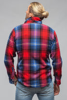 Multi Cash Snap Shirt Sweater In Red Cobalt - AXEL'S