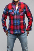Multi Cash Snap Shirt Sweater In Red Cobalt - AXEL'S
