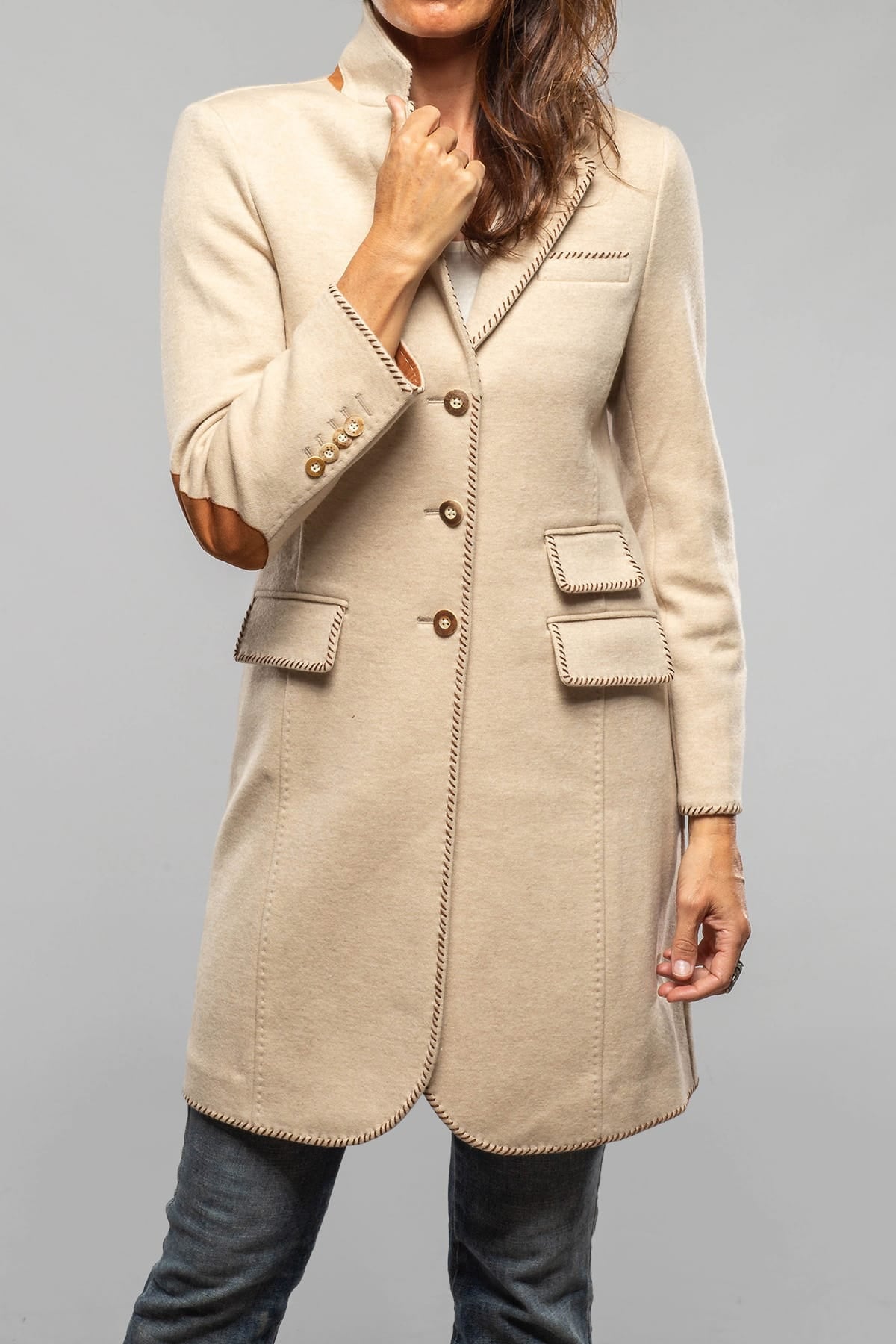 Richard Grand Pamela Whipstitch Details Cashmere Coat Ladies - Tailored - Jackets