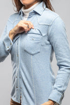 Richard Grand Whipstitch Cashmere Western Shirt In Light Blue Ladies - Tops