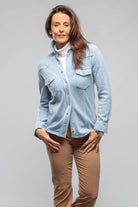 Richard Grand Whipstitch Cashmere Western Shirt In Light Blue Ladies - Tops