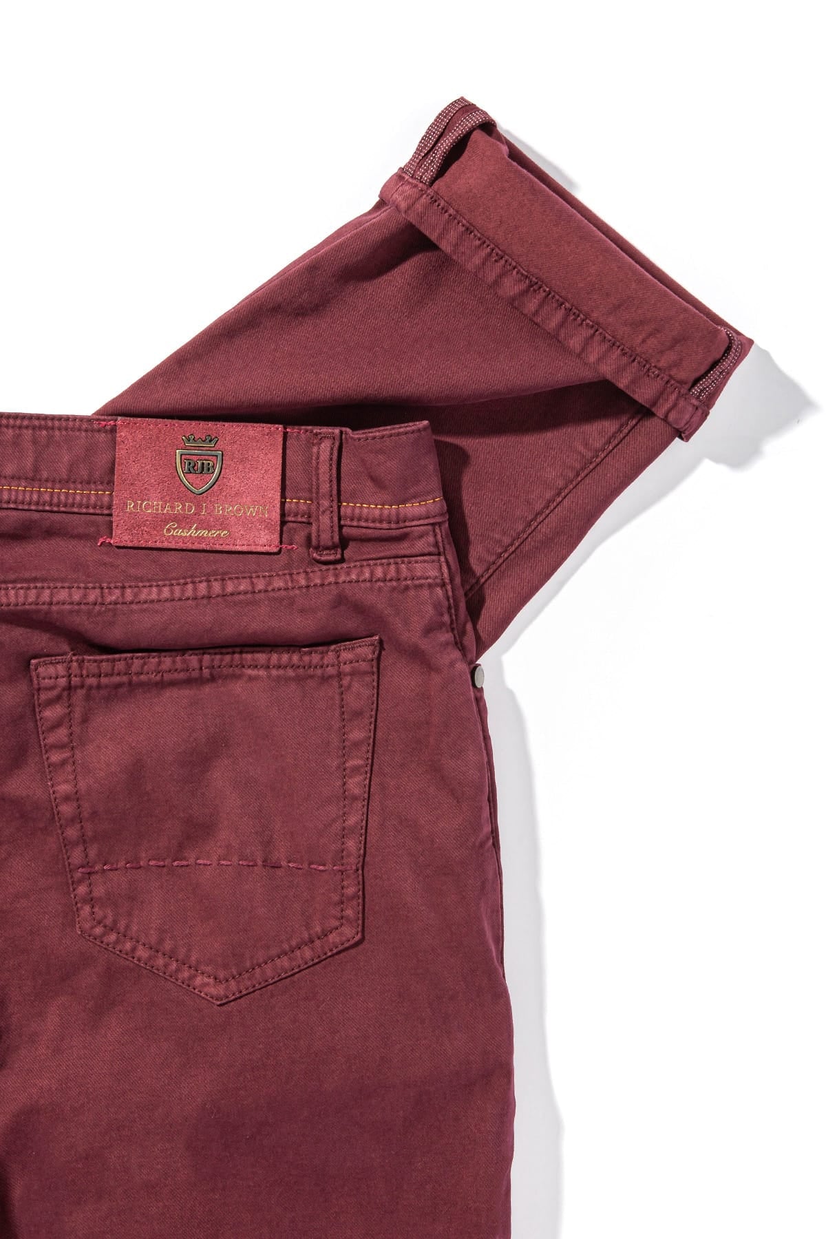 Lawrence Washed Cashmere 5-Pocket In Burgundy - AXEL'S